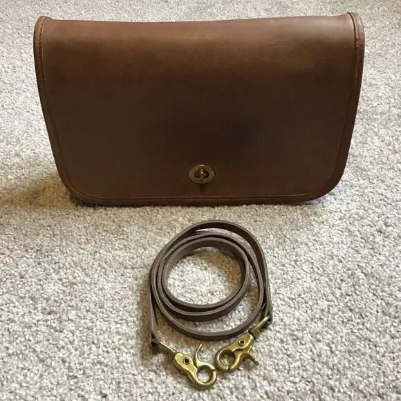 Vintage Coach Convertible Clutch English Tan Leather  USA Made 654-6847 - Picture 6 of 14